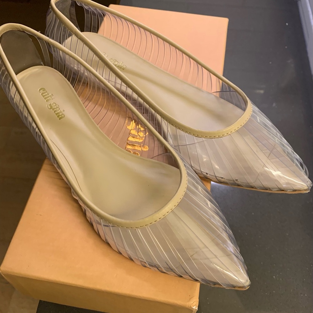 Cult Gaia Transparent and Beige Flats